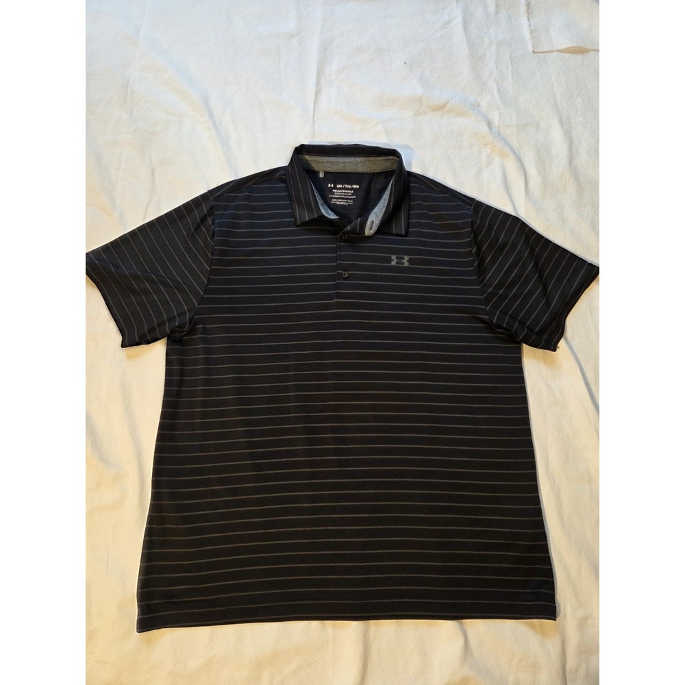 Under Armour The Playoff Polo Men's XXL Black Gray Stripe Golf Loose Performance